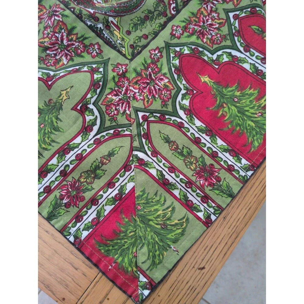 April Cornell Xmas Tree Tablecloth Batik Block Print  60x82  Paisley 100% Cotton